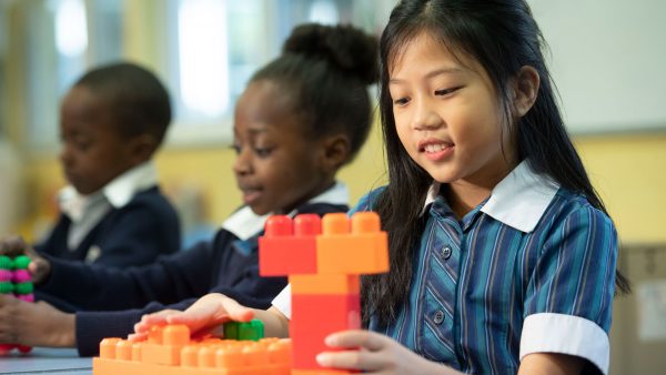 Primary Students with Blocks